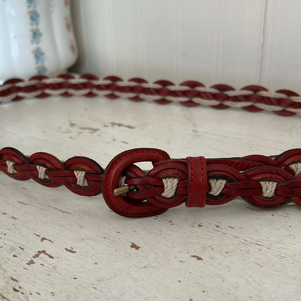 Ladies Vintage Italian full grain braided leather belt made in Turkey